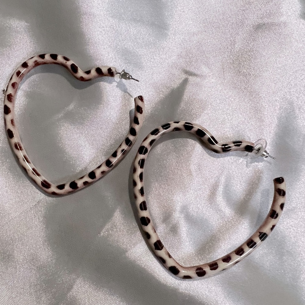 Animal Print Heart Earrings